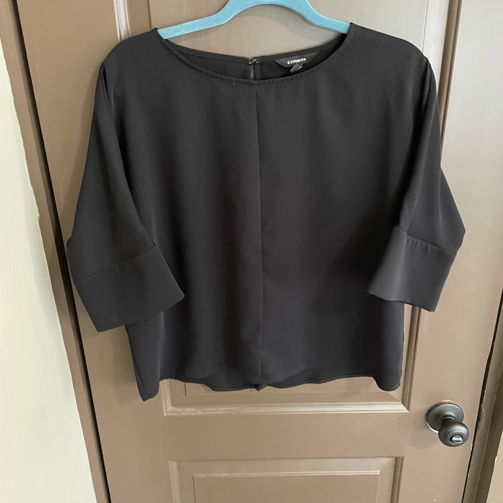 Express Black 3/4 Sleeve Blouse S - Picture 4 of 13